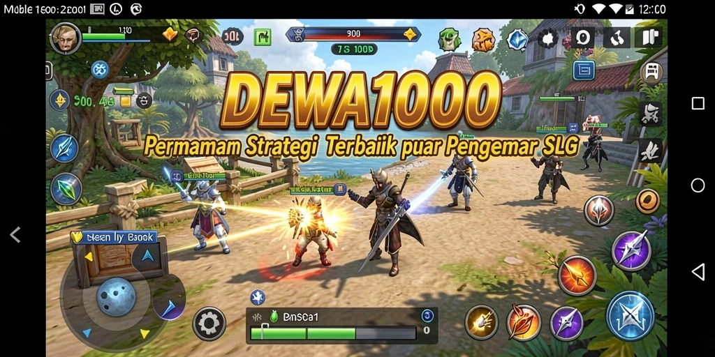 Screenshot gameplay menunjukkan pertempuran seru di DEWA1000.