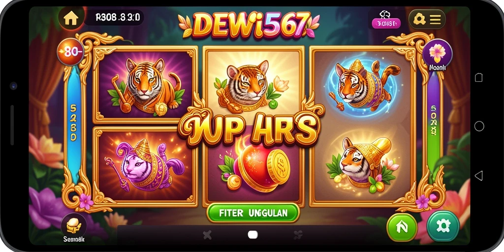 Gameplay menarik DEWI567 dengan gulungan slot yang penuh warna.