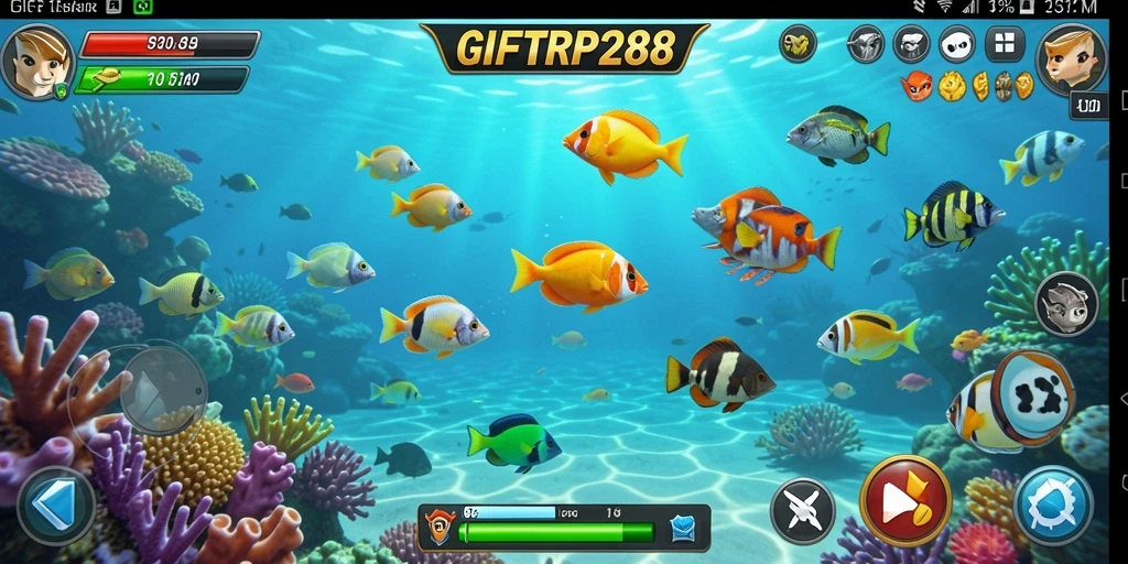 Tampilan gameplay yang menegangkan dalam GIFTRP288 saat menembak ikan.