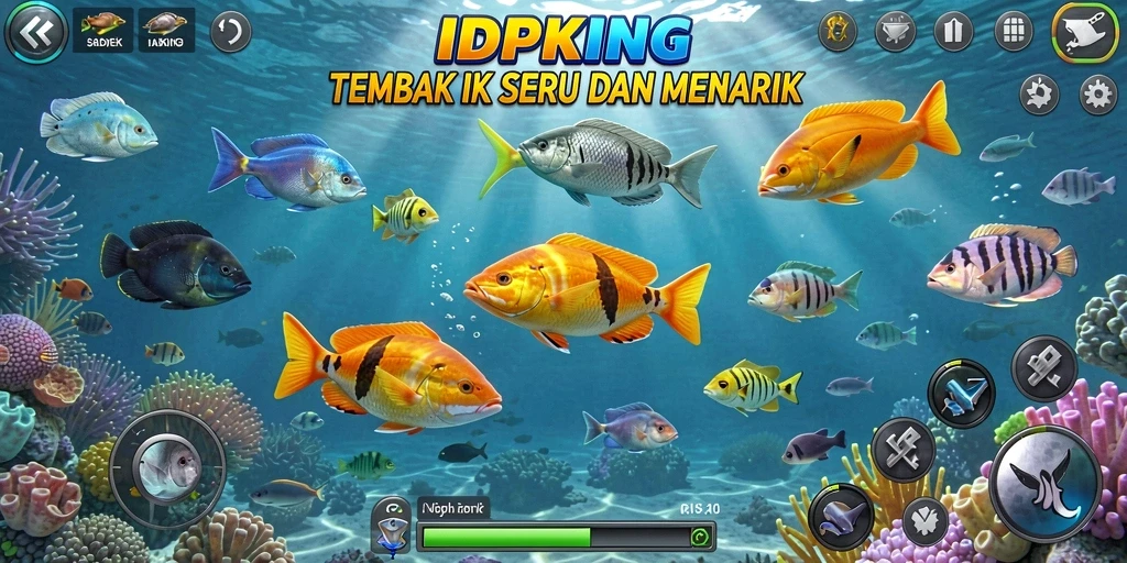 Tampilan gameplay seru saat menembak ikan di IDPKING.