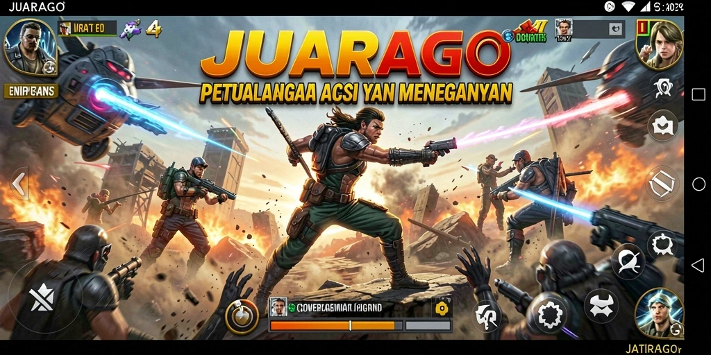 Tampilan gameplay JUARAGO yang memukau dalam pertempuran aksi.