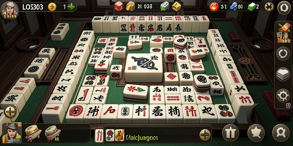 Tampilan gameplay Mahjong yang seru dan menantang.