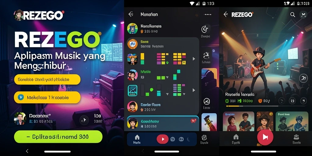 Tampilan gameplay menarik dari aplikasi musik REZEGO.