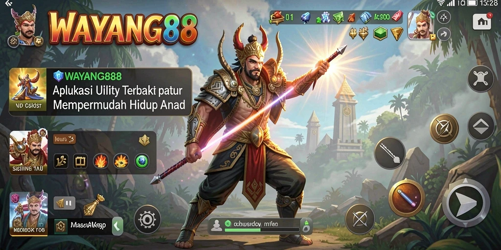 Tampilan utama aplikasi WAYANG88 dengan fitur-fitur utility yang bermanfaat.