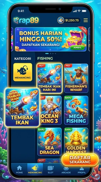 Tampilan antarmuka awal aplikasi rap89.